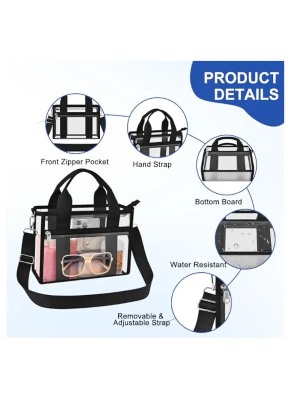 Clear Stadium Approved Tote Bag for Women Waterproof PVC Concert Purse